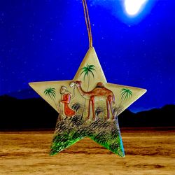 Handcrafted / Painted Christmas Ornament 5” - Lightweight -Gold Cord 