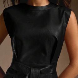 Mídi Dress Faux Leather 