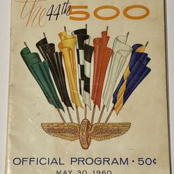 1960 Vintage 44th Indy 500 Race Program EXC COND
