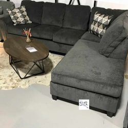 Ashley Abinger Dark Gray/ Almost Black L Shape Comfy Large Sectional Sofa Couch With Chaise| Neutral Color Optional| Sleeper Optional Available| New|