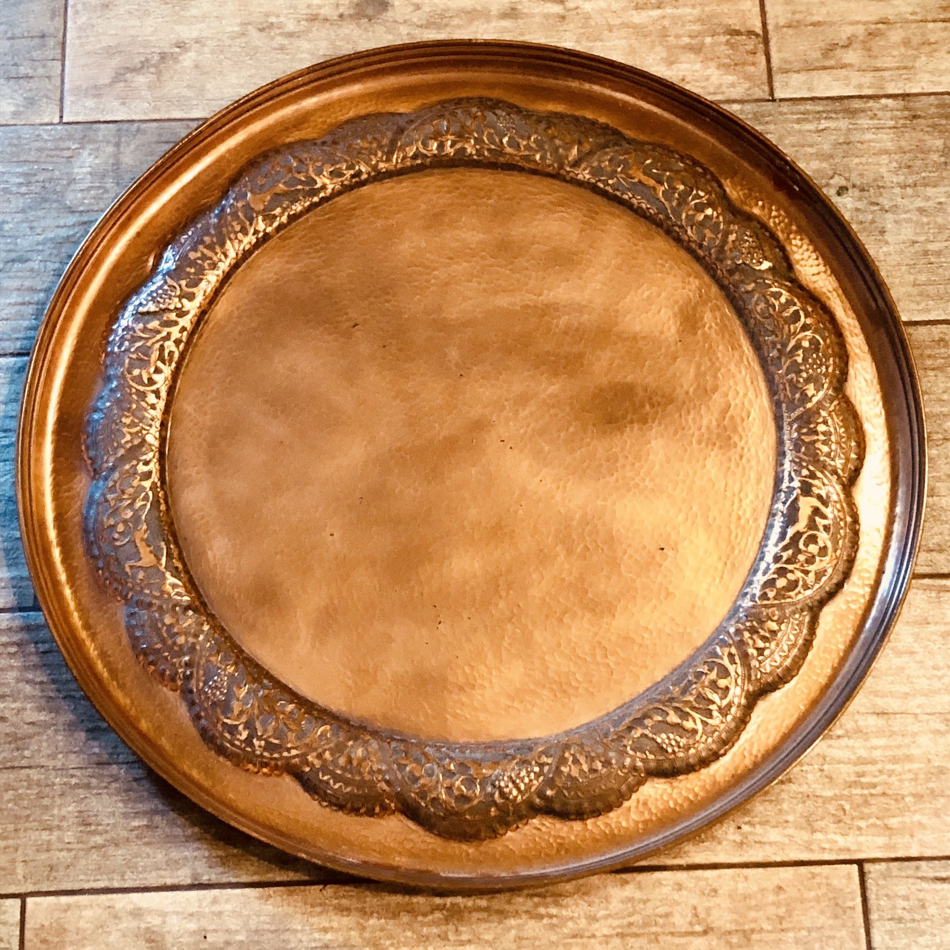 Copper Vintage Large Hammered Tray Oppenheim Israel