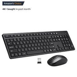Wireless Keyboard and Mouse Combo, 2.4G Silent Cordless Keyboard Mouse Combo for Windows Chrome Laptop Computer PC Desktop,