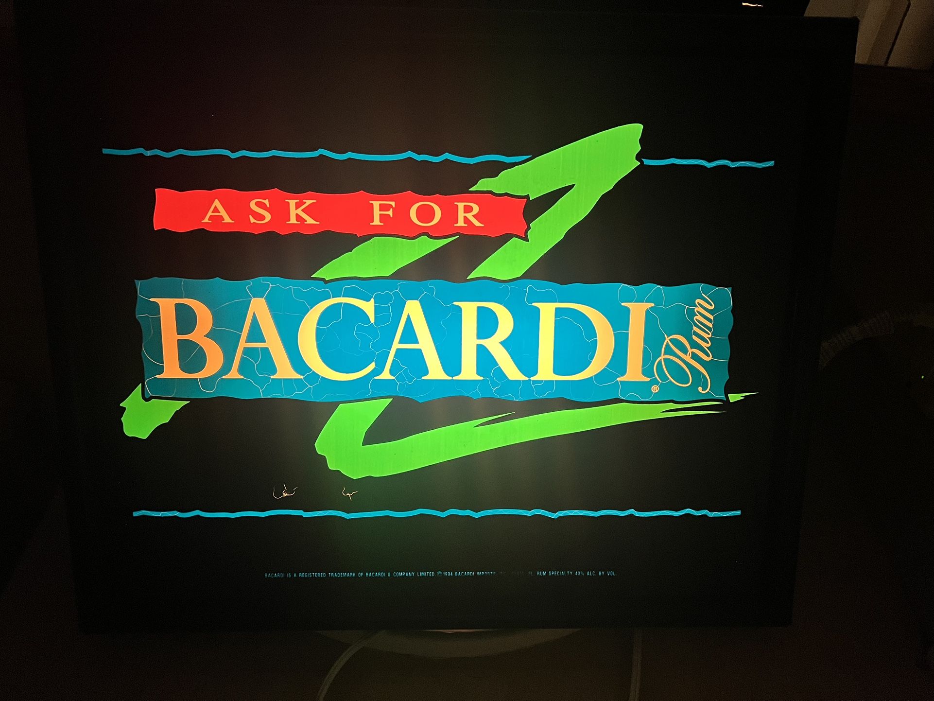  Vintage Bacardi Light Up Bar Sign 