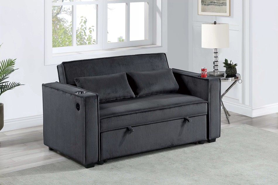Brand New Gray Or Black Corduroy Twin Sofa Bed