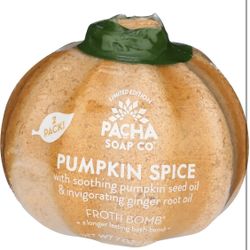 NEW Pacha Soap Co. Pumpkin Spice w/Pumpkin & Ginger Root Oil Froth Bath Bomb