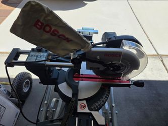 Bosch Miter Saw and Steel Adj Rolling Stand