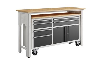 72” Rolling Tool Cabinet / Workbench – Butcher Block Top – Excellent Condition $700 OBO