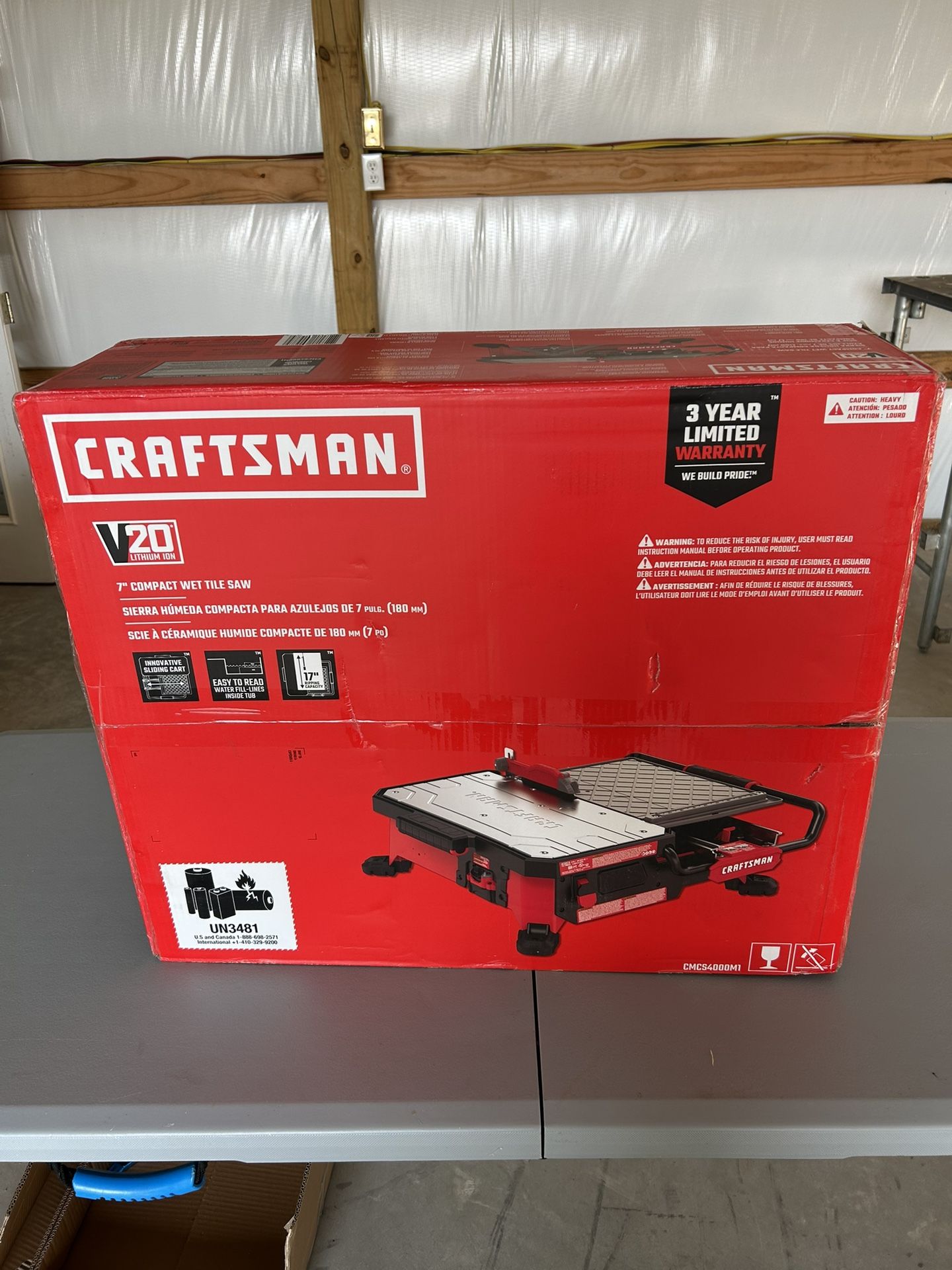 Brand New Craftsman V20 30Amp 7-in-Blade Cordless Table Saw 