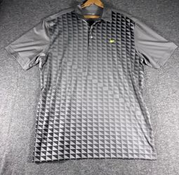 Mens Masters Tech Performance Golf Polo Shirt Size Large Gray Geometric Print