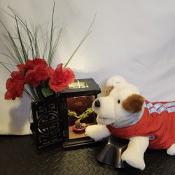 Red with silver stripes dog rain coat size small