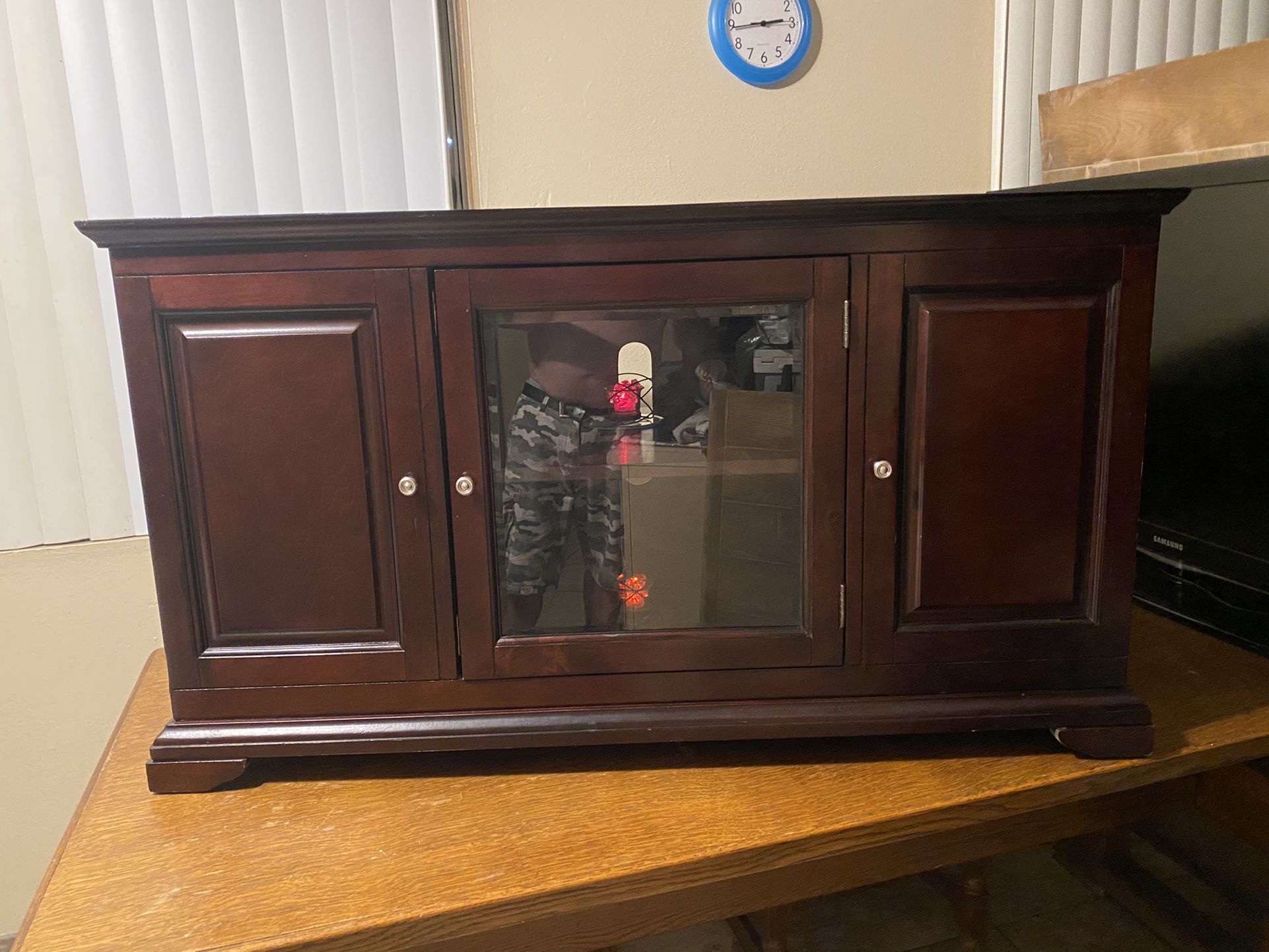 Cherrywood cabinet (real Wood) And with shelves on each end and middle. Check out my other items on my profile page