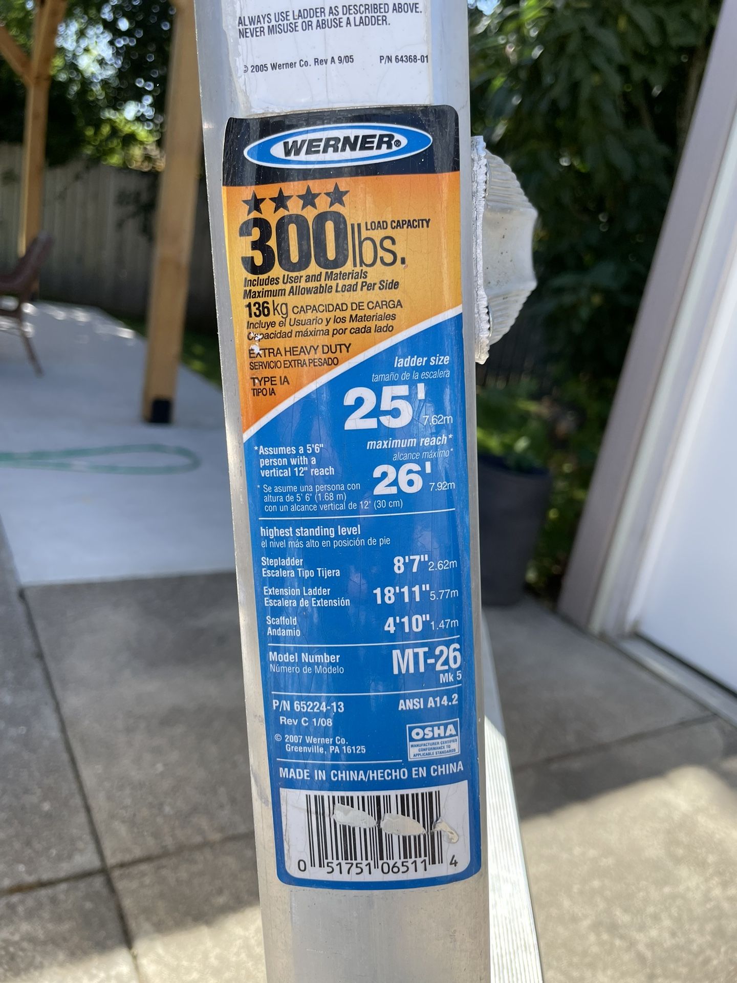 Werner MT-26 Extension / Step Ladder Heavy Duty