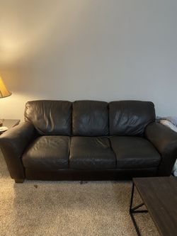 Leather sofa and loveseat