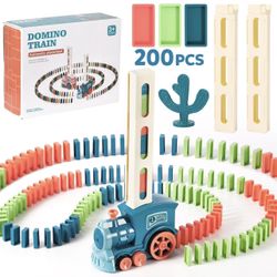 BRAND NEW IN BOX 200 PCS Domino Train Toy Set, Automatic Dominoes Train Toy Set for Kids Boys, Electric Domino