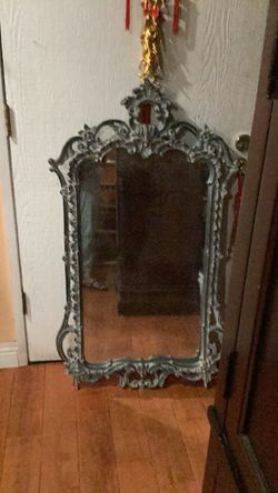 Vintage ghotic style revival wood mirror