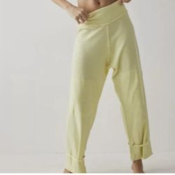 Nwot Free People Intimately Citrus Organic Cotton Loung Pants size XL yellow
