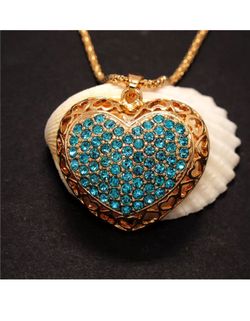Blue Crystal Heart Necklace