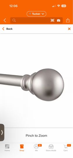 Sphere 66 in. - 120 in. Adjustable 1 in. Single Curtain Rod Kit in Matte Silver with Finial