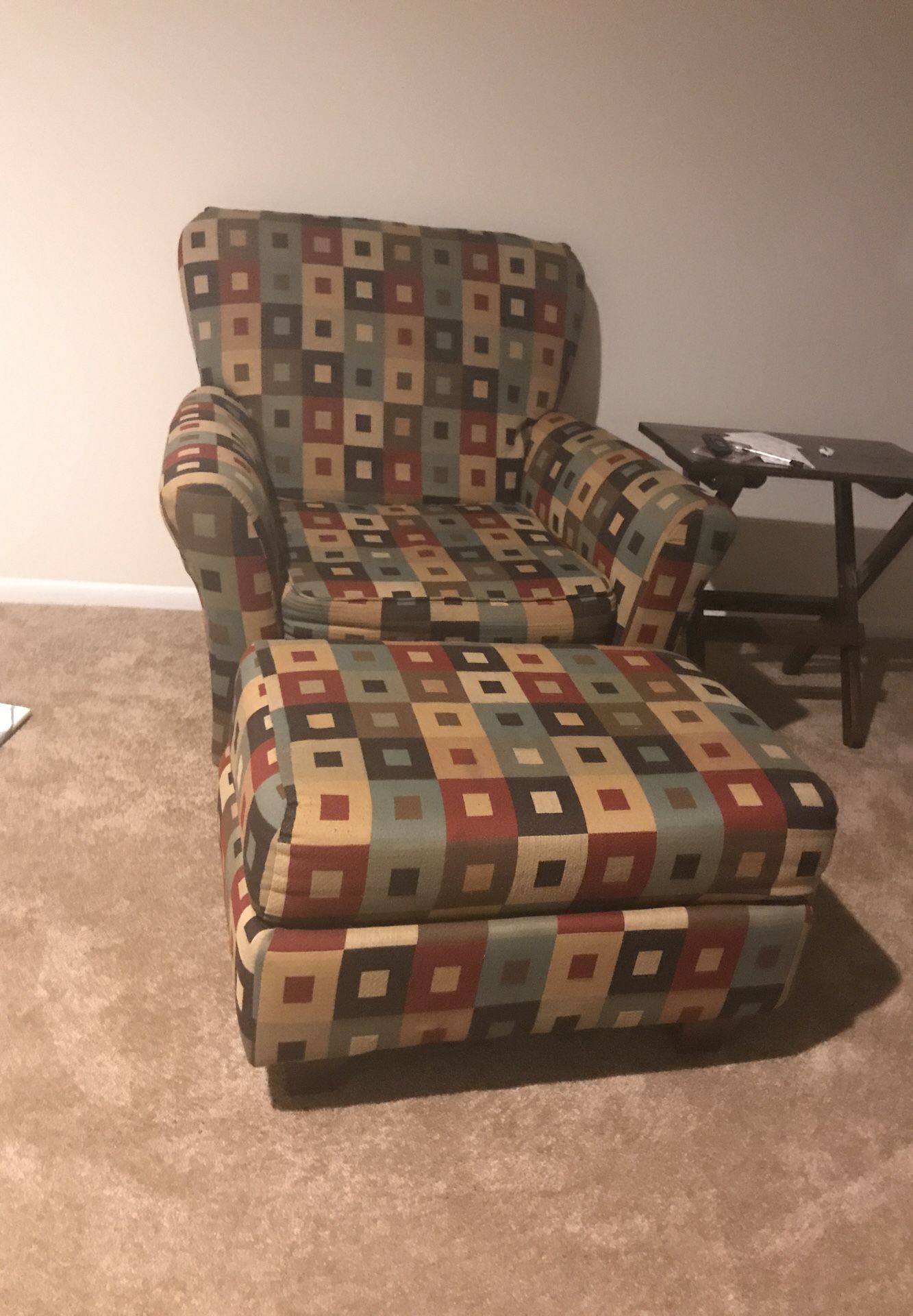 Patterned Chair and Ottoman