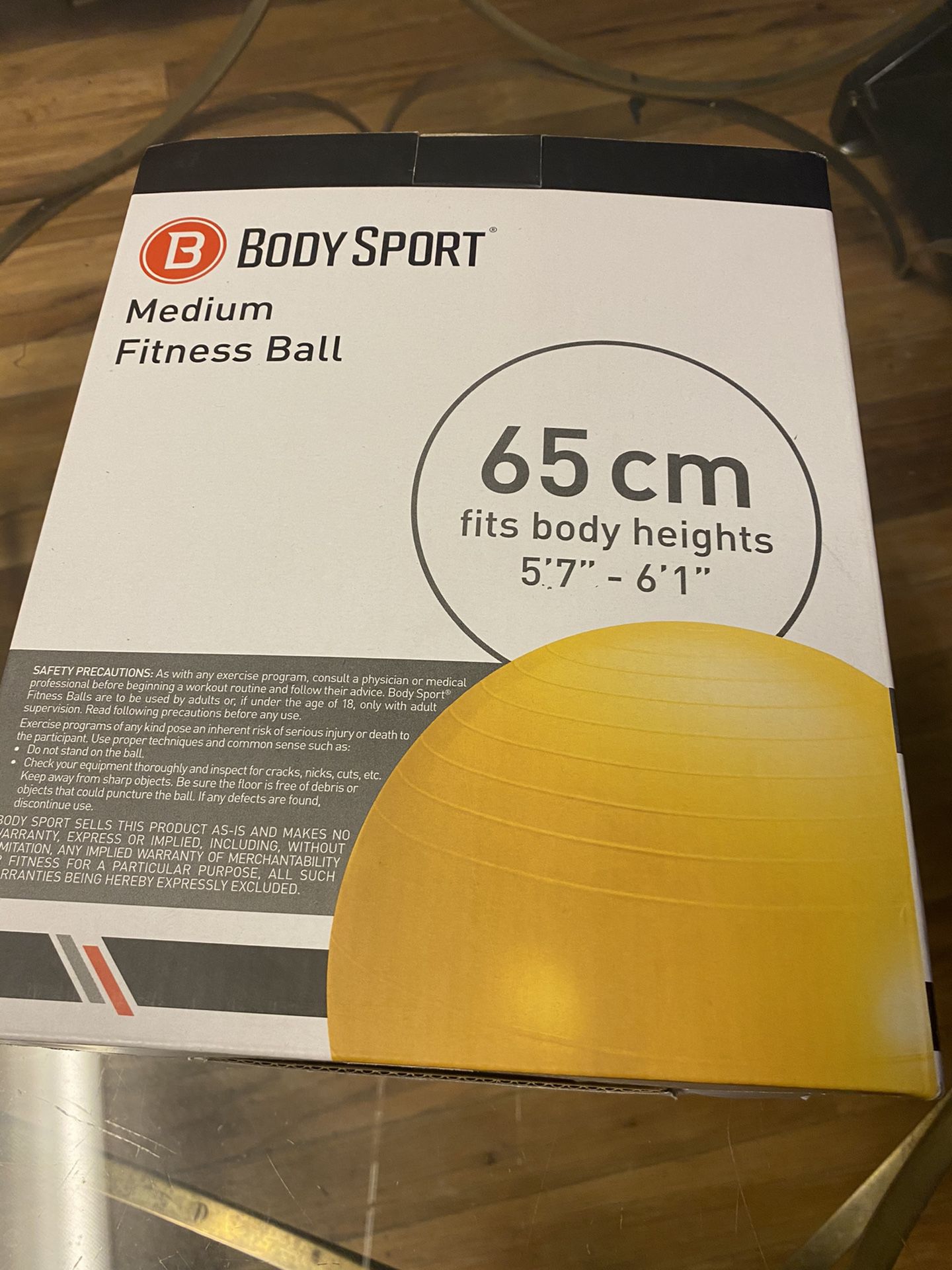 Body Sport Medium Fitness Ball 65cm fits 5’7”-6’1”