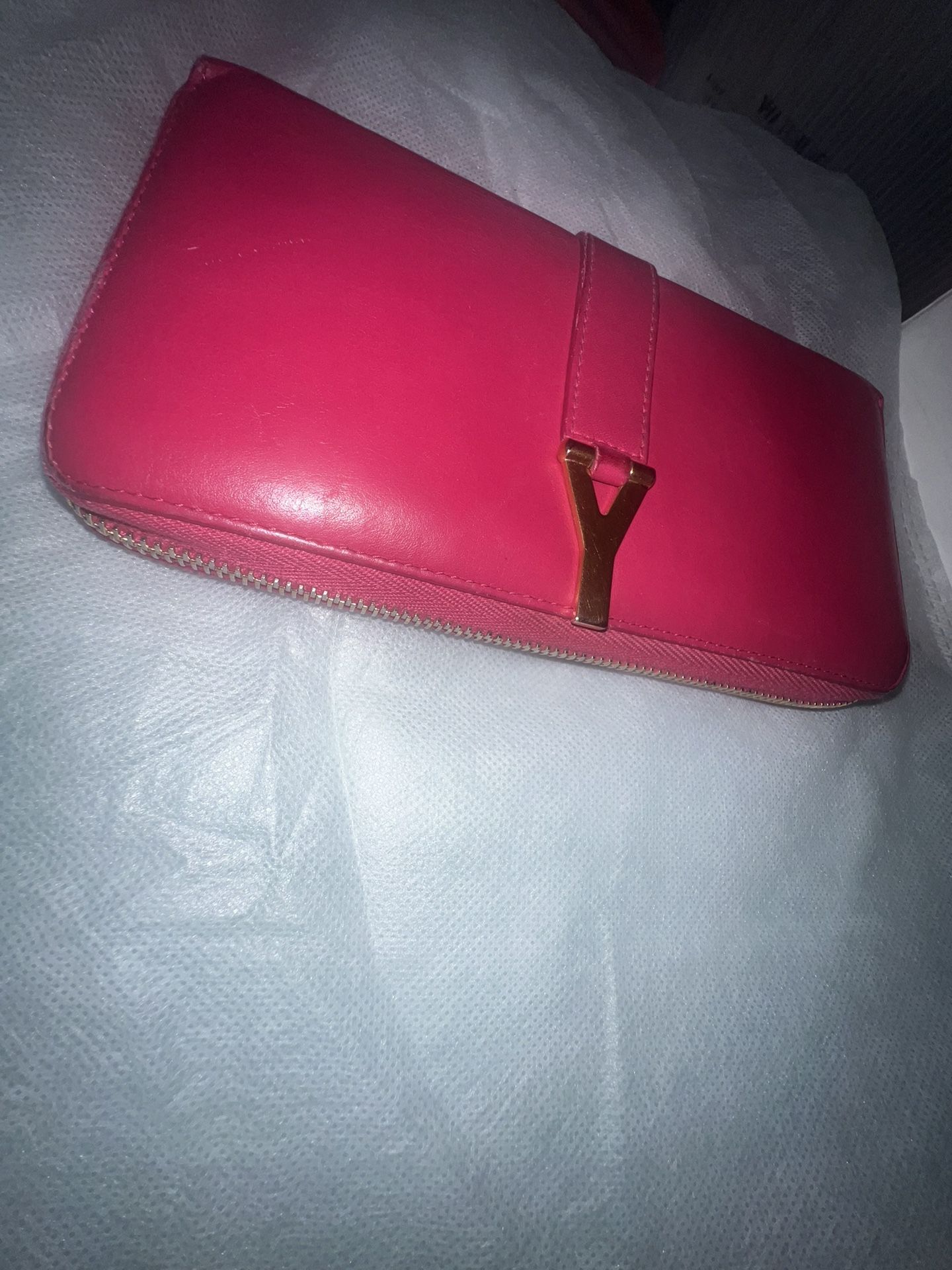 YSL Hot Pink Y Wallet Zippy