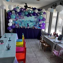 Mermaid backdrop And balloon Garland As Shown On Picture (stand And Other Decor Not Included)