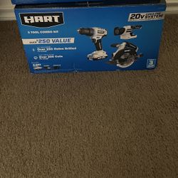 HART 20V 3-Tool Combo Kit, Drill, 6-1/2" Circular Saw, and LED Light 1 Each