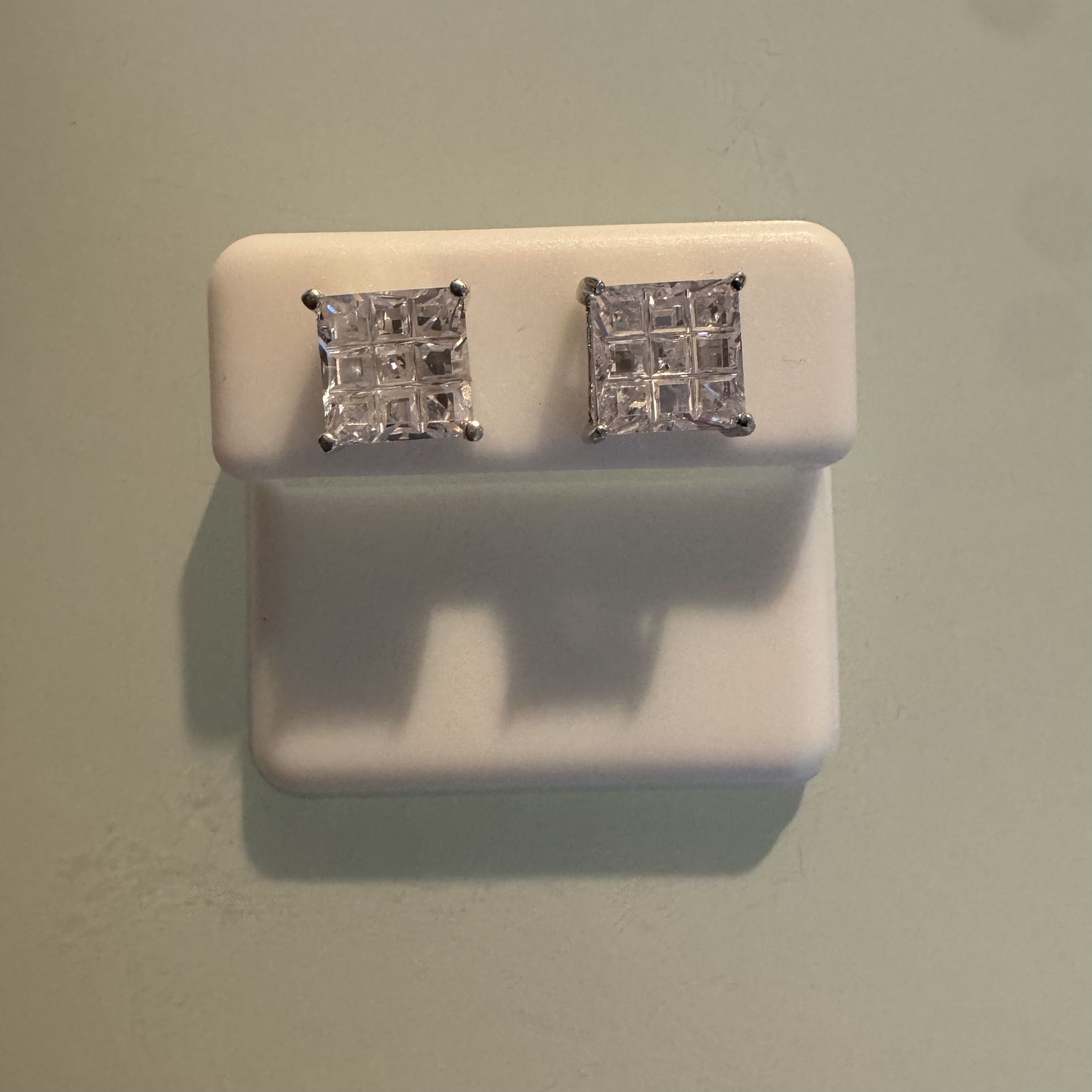 $40 AAA CZ Princess Cut Stud Earrings β Sterling Silver