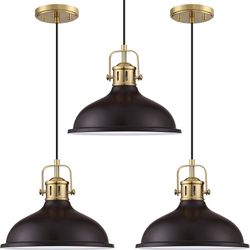 3 Pack 1 Light 12" Farmhouse Pendant Light Industrial Vintage Fixtures Oil Rubbed Bronze  Metal