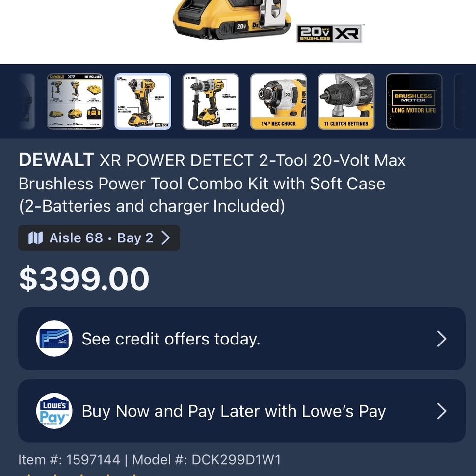 DEWALT Power Detect 2-Tool 20-Volt Max Brushless Power Tool Combo Kit with Soft Case with 2 Batteries & Charger