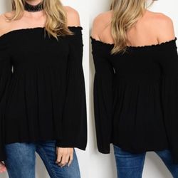 Black off the shoulder blouse