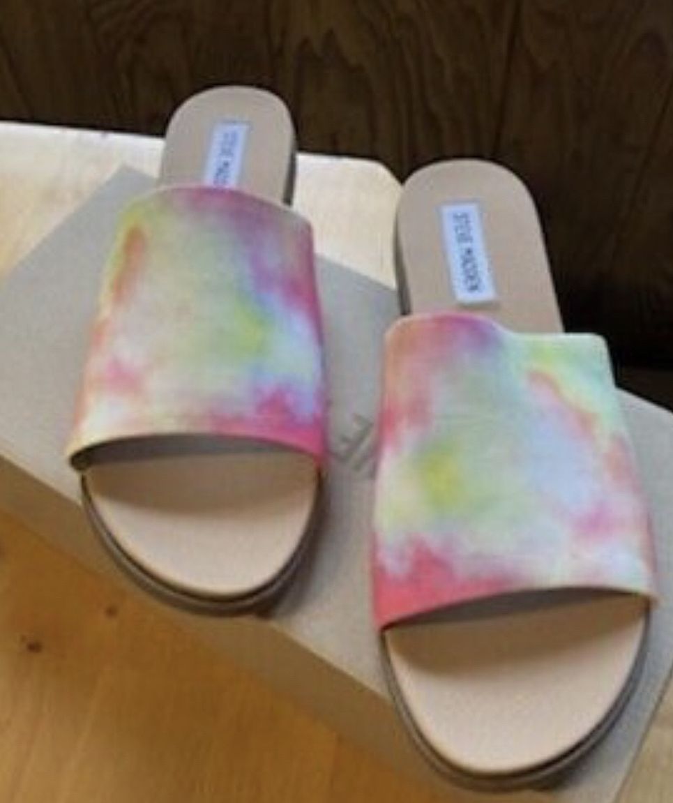 Steve Madden Womens Karolyn Flat Slide Sandals Tye Dye Size 9 New