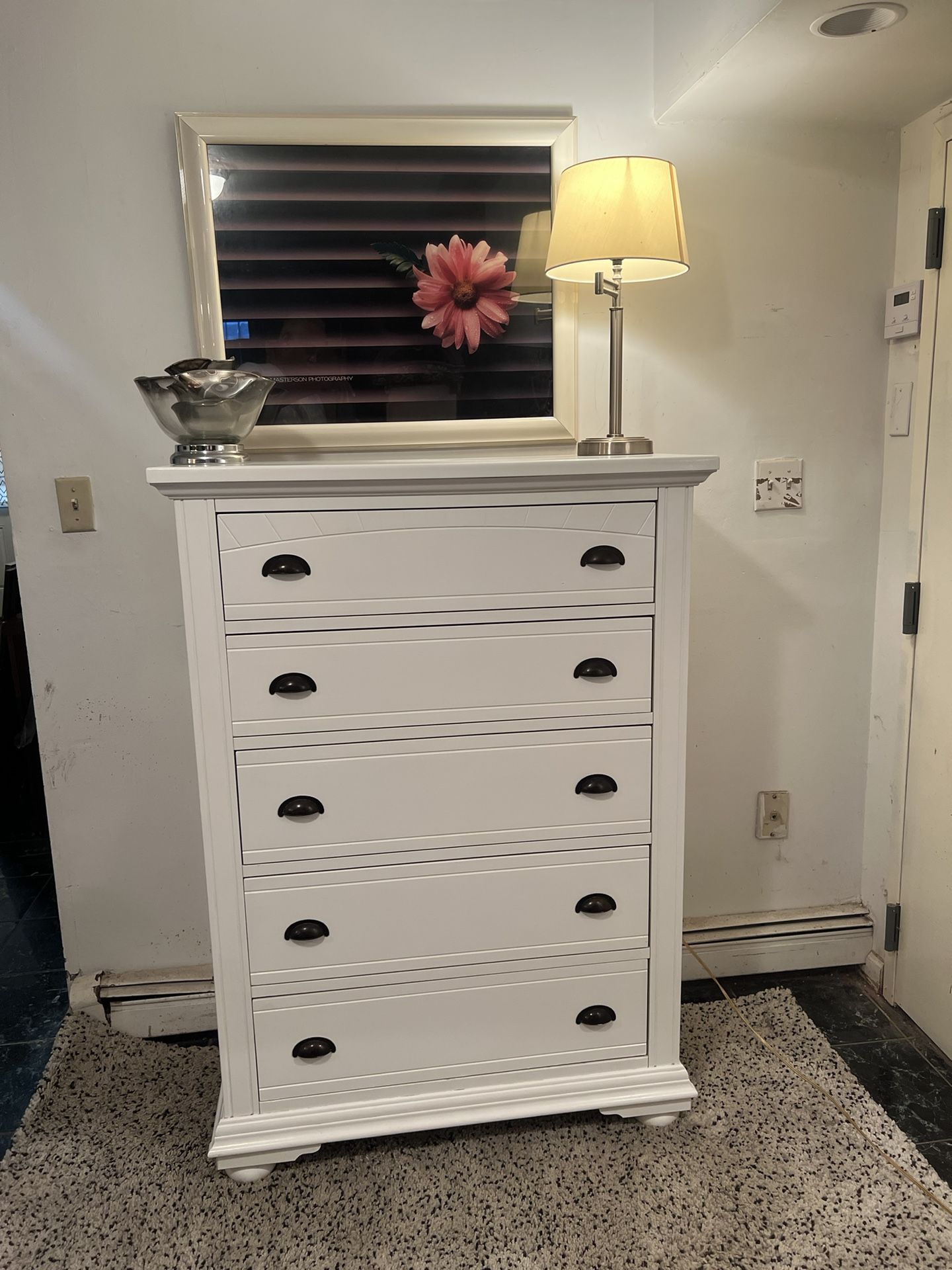 White 5-Drawers Chest Dresser - Delivery Extra