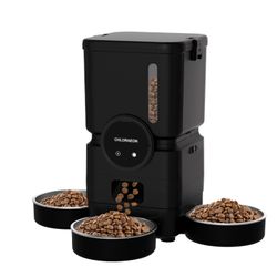 Chloraeon Automatic Cat Feeder For 3 Cats With Slow Feed, 6L Smart WiFi Pet Feeder, 2.4G & 5G Dual-Band, Battery Powered With 15-Day Battery Life, For