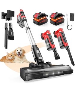 Cordless Vacuum Cleaner for Home, Pet Hair, 60KPa, Lightweight 700W brushless motor, up to 70-min runtime, dual 8000mAh batteries, 2L dust cup, LED di
