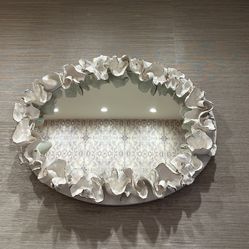 Made Goods Faux Coral Mirror  - White With Gold Edges