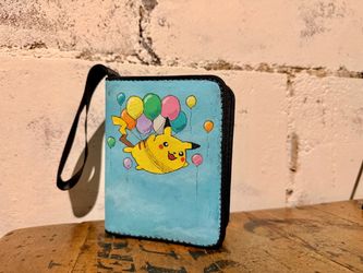 Pikachu Painted Single Pocket Card Binder- wristlet