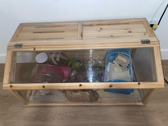 Large Wooden Small Animal Enclosure with Accessories