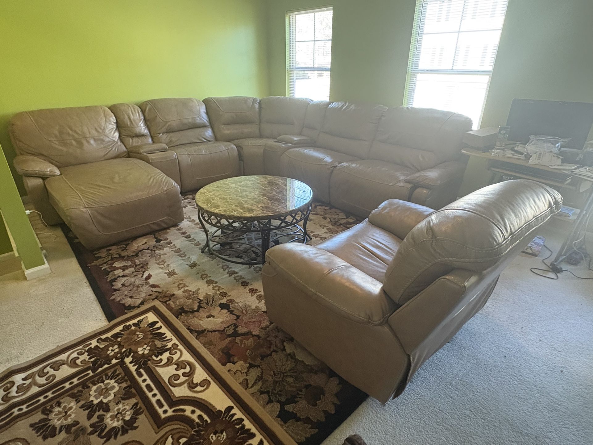 7 Piece Leather Living Room Sofa Set 