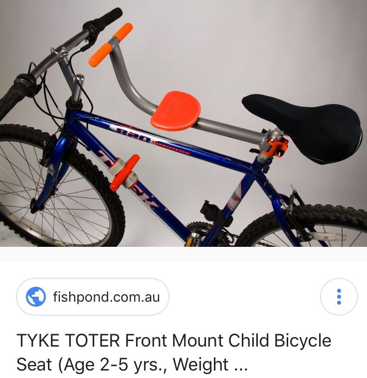 Tyke Tiger bike seat for kids age 2 to 5. My toddler loved it. Very safe and easy to install. I have all the parts.