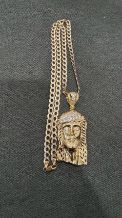 14k chain and Jesus head