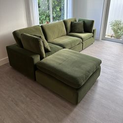 New Olive Green Velvet Cloud Couch Sectional