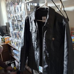 Zara Men’s New Black Authentic Leather Jacket