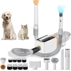 Dog Grooming Kit, 3 in 1 Pet Hair Removal Tool, 15000pa Pet Grooming Vacuum for Dogs, 7 Suction Levels and 6 Grooming Tools Provide Pets with a Deligh