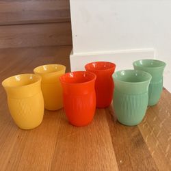 Set Of 6 Vintage 1950s Hazel Atlas " Rib" Glass Cups