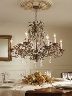 Atlas Lighting Cristallo Fiore Glass and Crystal Floret Chandelier