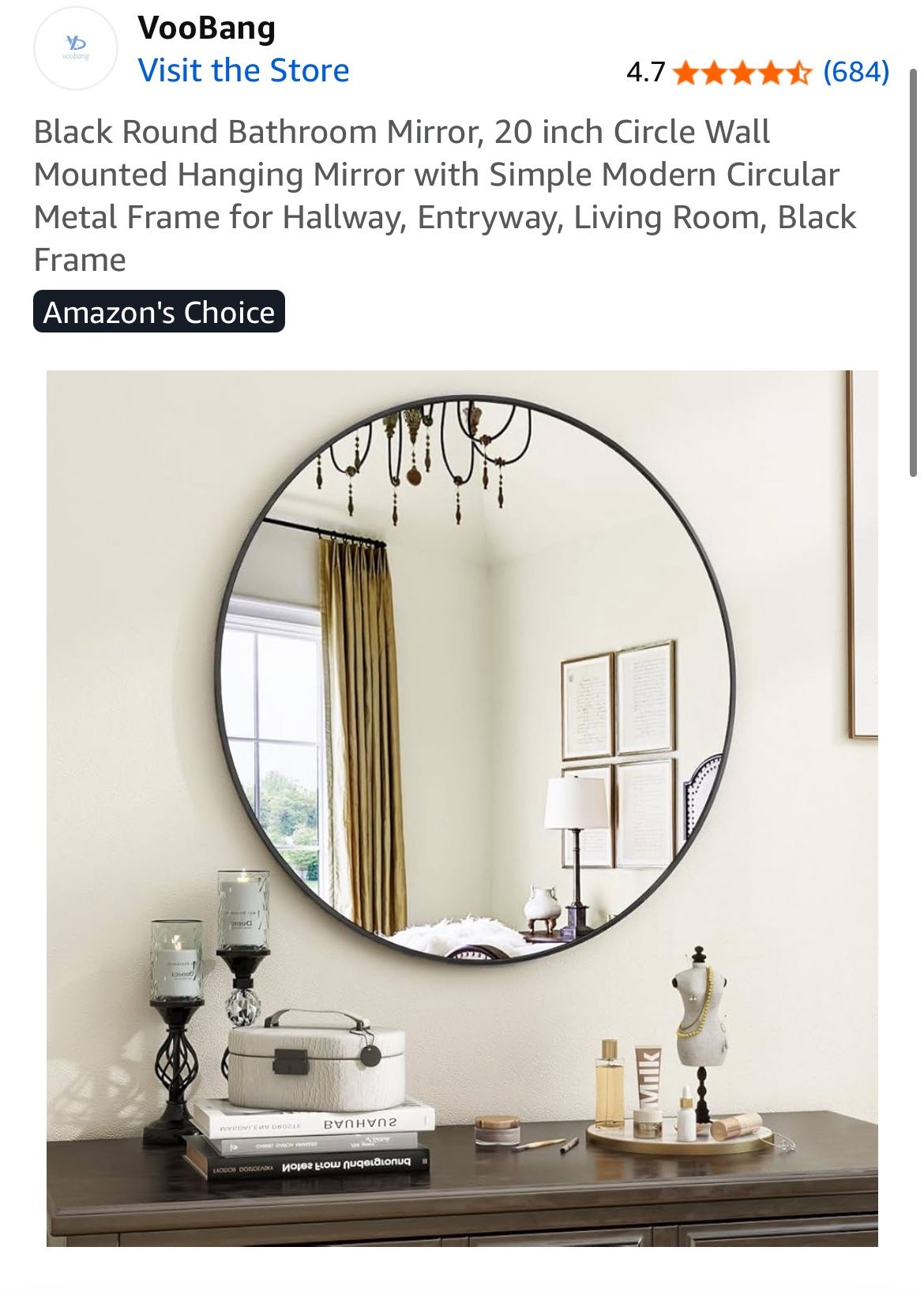 Black round mirror