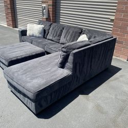 Awesome Gray Sectional Couch W Ottoman 