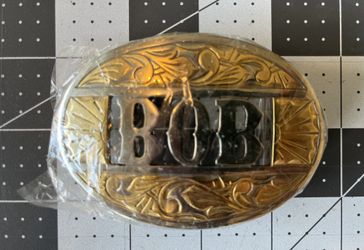 “Bob “ New Vintage Metal Personalized Belt Buckle, Gold And Silver Tone