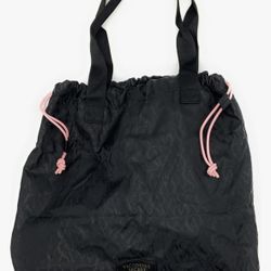 Victoria's Secret Packable Duffle Tote Bag, Black Subtle Logo NWT 